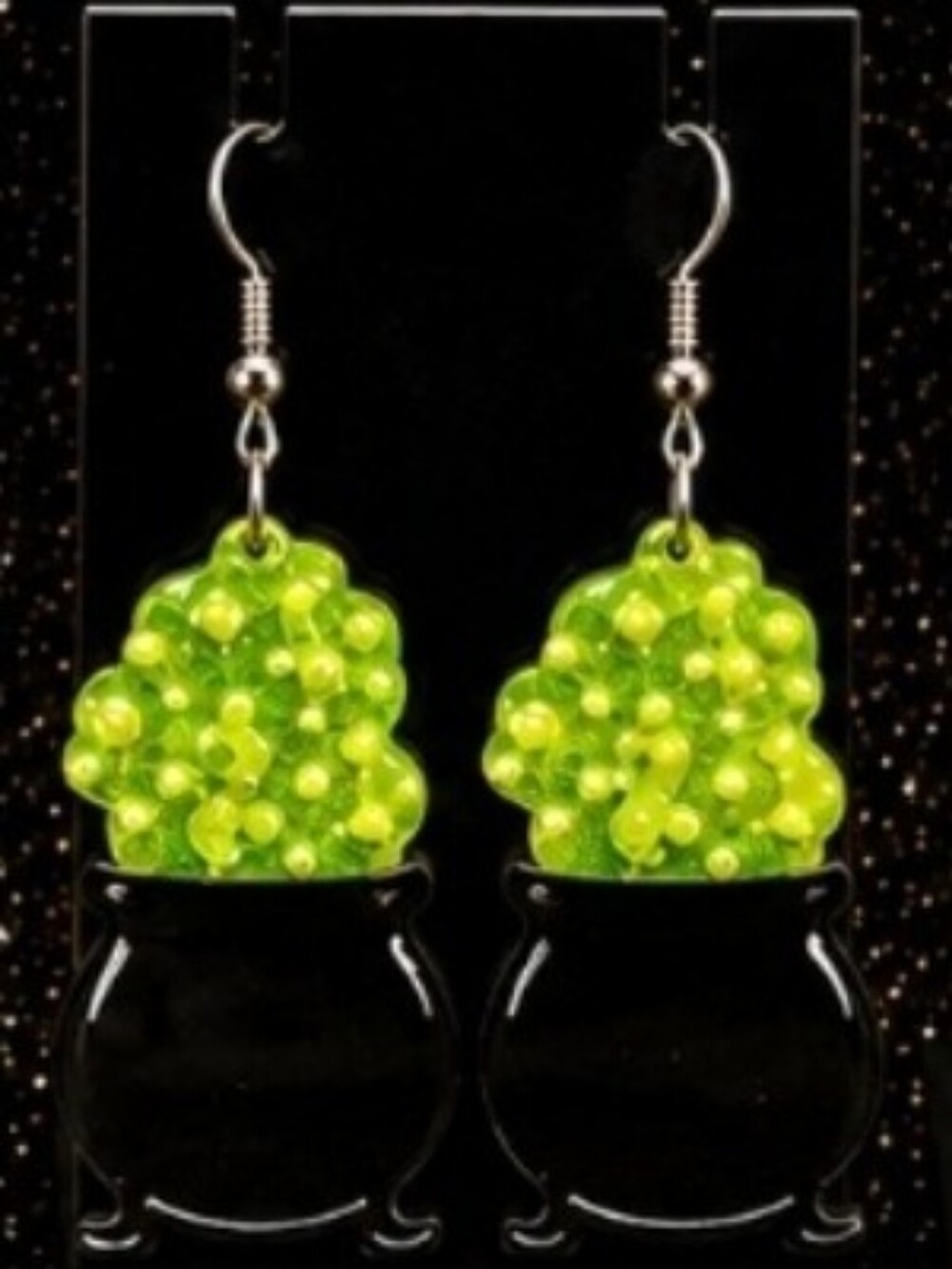Neon Green Cauldron Dangle Earrings for Women